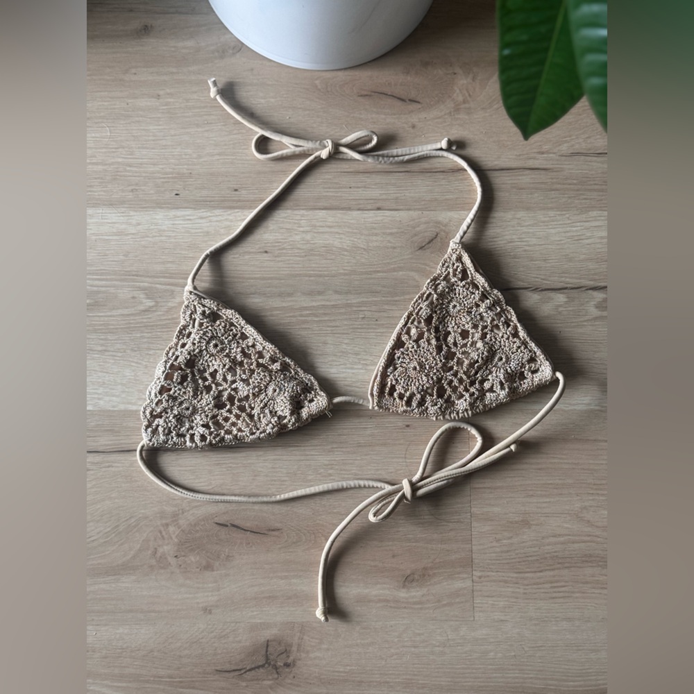 VENUS Tan Crochet Bikini Top